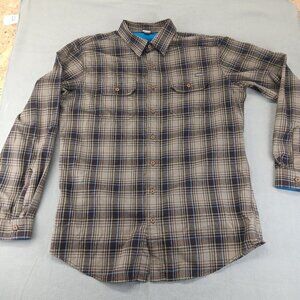 Eddie Bauer Mens Flannel Shirt Plaid Brown Sz TL Outdoors